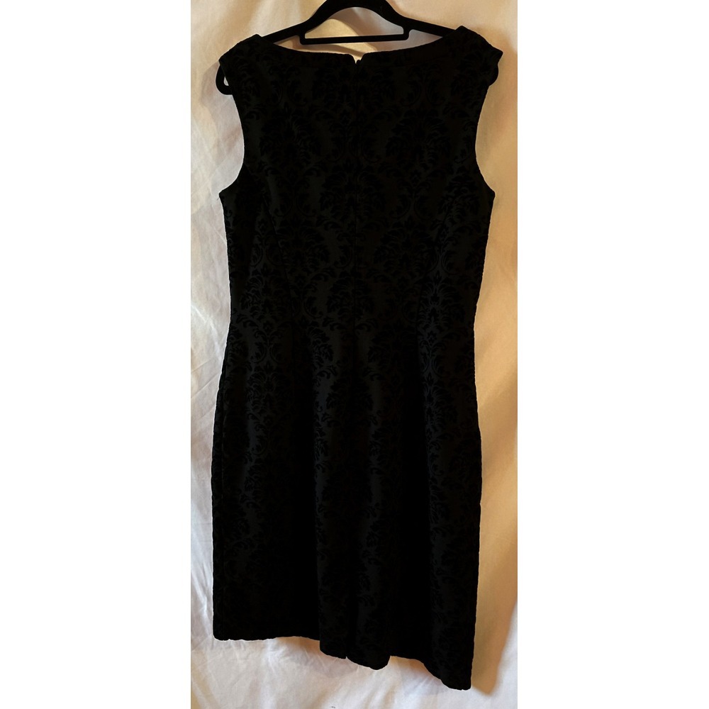 J. Mclaughlin Womens Ponte Knit Velvet Brocade Amelia Sheath Dress Size LG Black